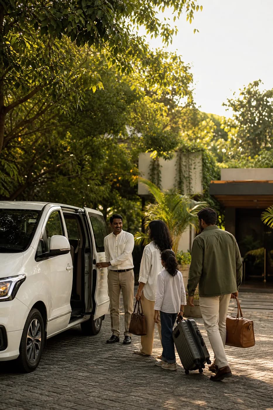A Prashasvi chauffeur welcoming guests